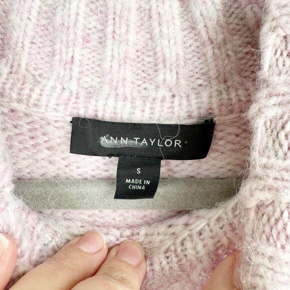 Ann Taylor Wool Blend Mock Neck Fuzzy Sweater Pink Preppy Lagenlook Feminine S - Picture 6 of 15